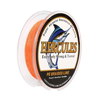 Image of Hercules Super Strong 100M 109 Yards Braided Fishing Line 80 LB Test for Saltwater Freshwater PE Braid Fish Lines 4 Strands Orange, 80LB (36.3KG), 0.48MM