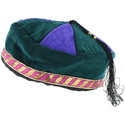 Image of Siesta Smoking Hat Velvet Thinking Lounging Cap Nepalese Green Purple Medium