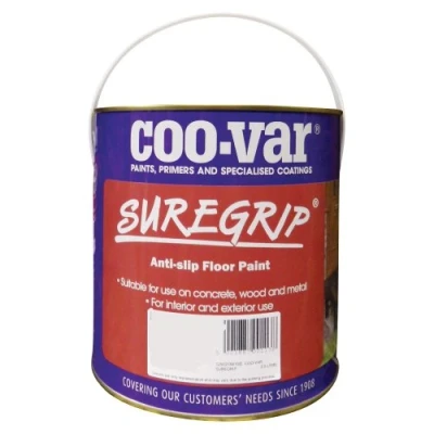 Image of Coo Var SureGrip Non Slip Anti Floor Paint for Concrete, Metal &amp; Wood (5 Litre, Red)