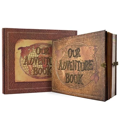 Image of Our Adventure Book Scrapbook with 180 Pages Embossed Words Hard Cover Travel Book,Guest for Anniversary, Christmas, Valentines&#039; gifts, Wedding,Baby etc (Adventure Book)