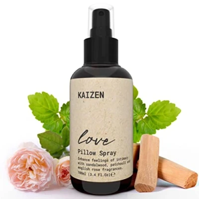 Image of KAIZEN Patchouli Pillow Spray Mist with Essential Oils for Relaxation Aromatherapy Bedtime Calm Natural Room a Restful Environment, 100ml