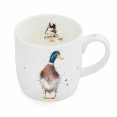 Image of Portmeirion Home &amp; Gifts Wrendale Designs by Royal Worcester Duck Guard Mug, Bone China, Multi Colour MMKC5629 XSM, 11 fluid ounces