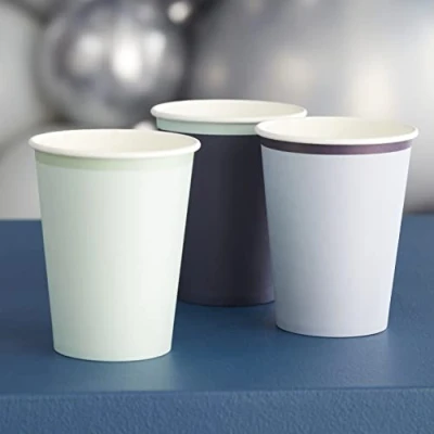 Image of Ginger Ray Navy Blue Eco Friendly Paper Party Happy Birthday Cups 8 Pack
