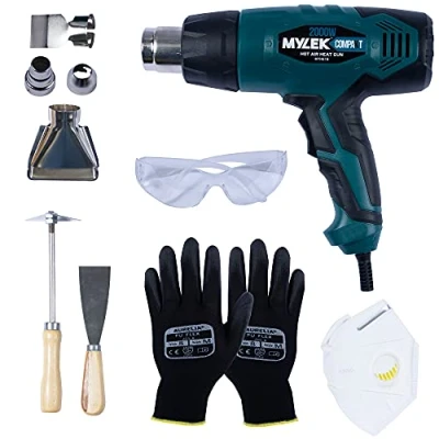 Image of MYLEK Hot Air Heat Gun 2000W Professional DIY Crafting, Paint Stripper, Shrinking PVC, Wrapping, Embossing, Thawing, Bending Plastic, 2 Temperatures Max 650C, Accessory Kit &amp; Safety Equipment