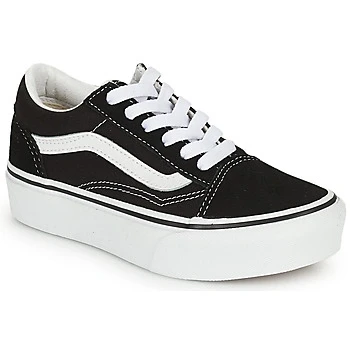 Image of Vans OLD Skool Platform Unisex Trainers for kids, Size: 13, Black/true white Leather and textile