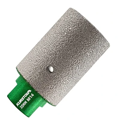 Image of KURSTOL Diamond Finger Milling Bit Drum Wheel Dia 35mmXM14 Thread for Enlarging Shaping Round Bevel Existing Hole of Porcelain,Hard Ceramic,Granite,Marble Flat