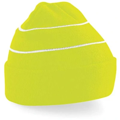 Image of Beechfield Enhanced viz Hi Vis Knitted Winter Hat Baseball Cap, Orange (Fluorescent Orange), One Size