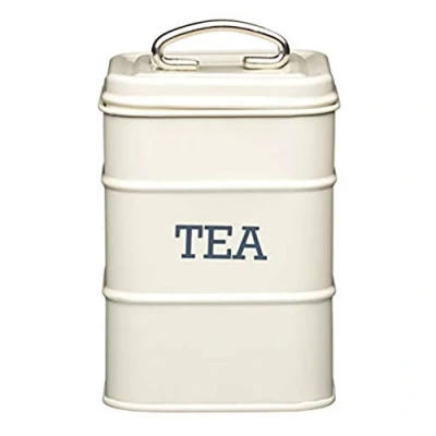 Image of KitchenCraft Living Nostalgia Range Stainless Steel Tea Storage Tin, Cream, 11 x 17 cm, Antique Cream