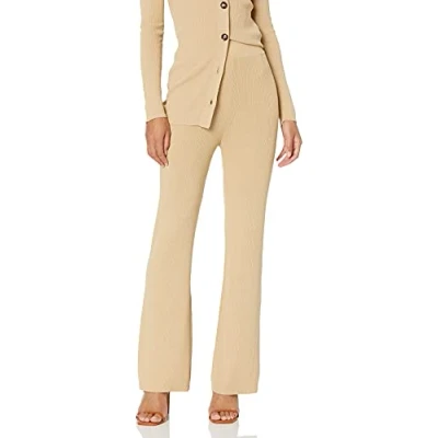 Image of The Drop Women&#039;s Ellison Rib Flare Leg Sweater Pant, Curds &amp; Whey, 5X, Plus Size