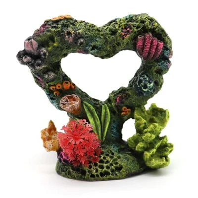 Image of Amtra Deko Cuore Sunken Freshwater and Marine Resin Aquarium Decorations for Aquariums Fish Tanks, Non Toxic, 12 x 6.5 12.5 cm