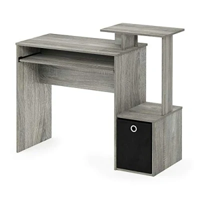 Image of Furinno Econ Multipurpose Home Office Computer Writing Desk, Study w/Bin, French Oak, 100.1 (W) x 86.6 (H) 39.9 (D) cm