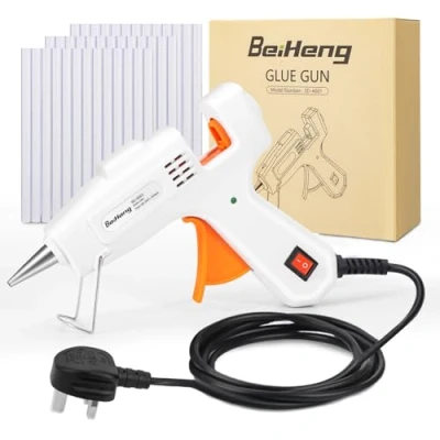 Image of Hot Glue Gun, BeiHeng 20W Melt Gun Mini with 30pcs 7mm x 100mm Sticks for School Crafts Handcrafts DIY Craft Projects and Home Quick Repairs (White)