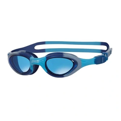 Image of Zoggs Super Seal kids Swimming Goggles, UV Protection Swim Quick Adjust Split Yoke Comfort Strap, Fog Free Clear Goggle Lenses, Goggles 6 14 years, Blue/Grey/Camo