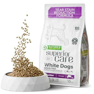 Image of Nature&#039;s Protection Superior Care Grain Free High Protein Puppy Dry Dog Food, Salmon For White Dogs Hypoallergenic, Reduces Tear Stains, Omega 3 &amp; 6, Healthy Skin Coat, 1,5kg Kibble
