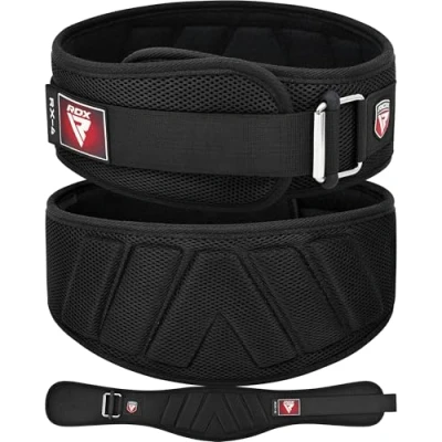 Image of RDX Weight Lifting Belt, Curved Padded Back Lumbar Support, Fitness, Core Exercise Workout Bodybuilding Powerlifting Deadlifts Squats, Ladies Gents Men Women Home Gym Equipment