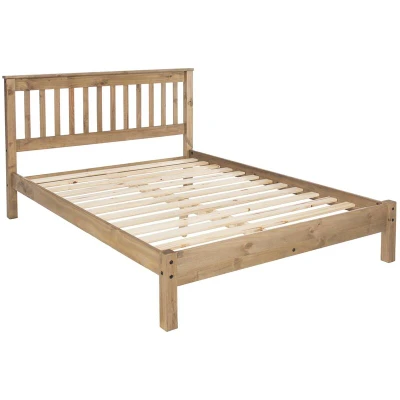 Image of Home Source Corona Solid Wood Slatted 4ft 6in Double Bed Frame, Natural Pine