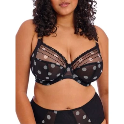 Image of Elomi Women&#039;s Matilda Underwire Plunge Bra, Sheer, Black Dot, 34F