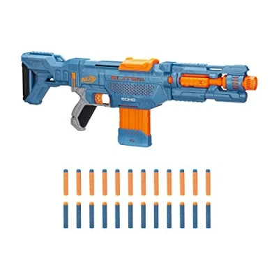 Image of NERF Elite 2.0 Echo CS 10 Blaster 24 Official Darts, Dart Clip, Removable Stock and Barrel Extension, 5 Tactical Rails