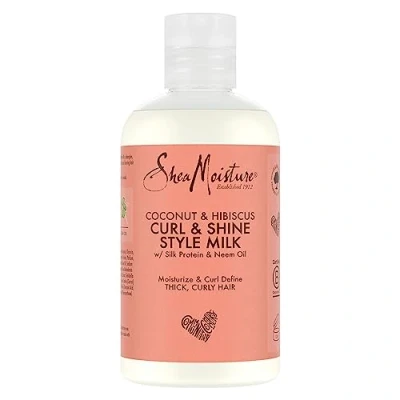 Image of Shea Moisture Coconut &amp; Hibiscus Curl Style hair Styling Milk sulphate free and colour safe for thick, curly 254 ml
