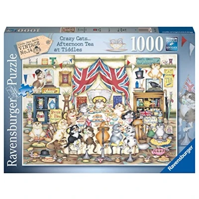Image of Ravensburger Crazy Cats Afternoon at Tiddles 1000 Piece Jigsaw Puzzles for Adults and Kids Age 12 Years Up
