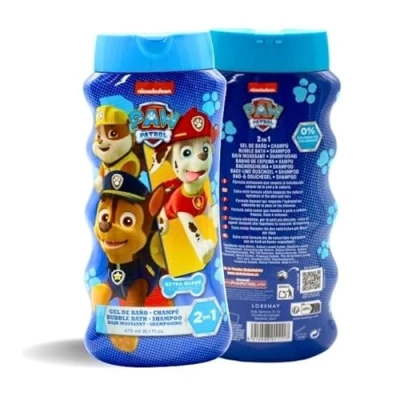 Image of Paw Patrol Kids 2 in 1 Bubble Bath &amp; Shampoo Gentle, Paraben Free Hair Wash with Vitamin E A, pH Balanced for Sensitive Skin Lightly Scented, Safe Children Aged 3+, 475ml