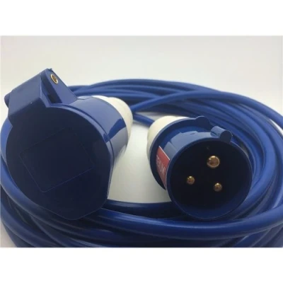 Image of Zexum 16A 230V Blue Arctic Male to Female Electric Mains Hook Up Extension Cable Lead 25 Meter