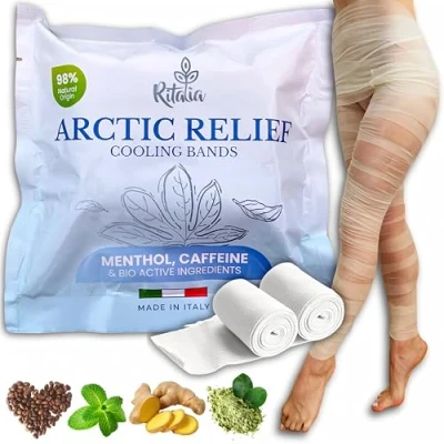 Image of Ritalia® Cellulite Wrap Draining Leg with Cold Effect Toning and Anti Fatigue Cosmetic Bandage 100% Natural Extracts (Bandages)
