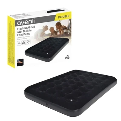 Image of Avenli Double Flocked Airbed with built in pump