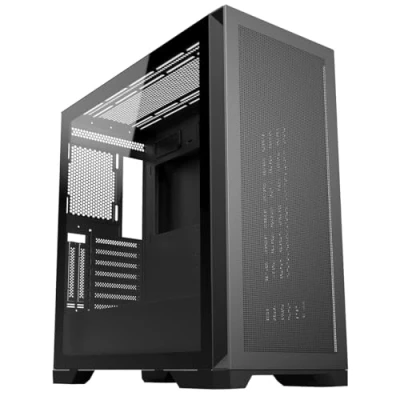 Image of CiT Pro Creator XE Mid Tower High Airflow E ATX PC Gaming Case With 1 x USB3.0 &amp; 2 USB2.0 Mesh Front Panel Tempered Glass Side and 3 Dust Filters Black No Fans