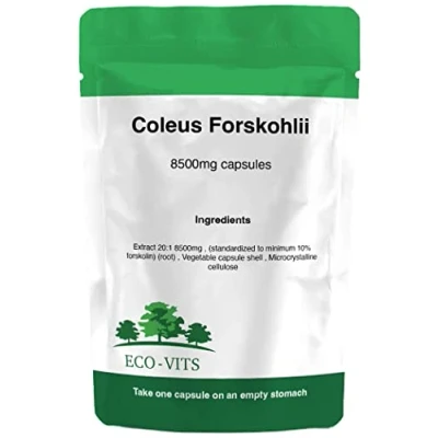 Image of ECO VITS Coleus FORSKOHLII (8500MG) 120 CAPS. Recyclable Packaging. Sealed Pouch