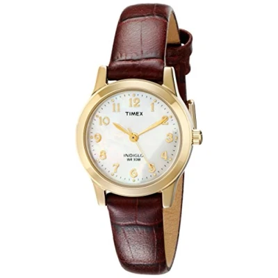 Image of Timex Women&#039;s Essex Avenue 25mm Watch, Gold/Burgundy/MOP, Watch