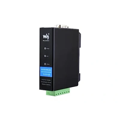 Image of Waveshare RS232/RS485/RS422 to RJ45 Ethernet Converter Module, Industrial Rail mount Isolated Serial Server,TCP/IP Module,10 / 100M Auto negotiation Connector