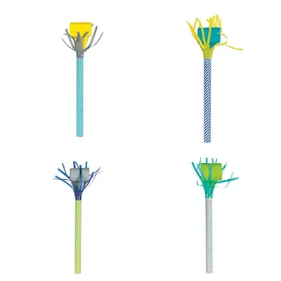 Image of Vibrant Long Stem Bold Fringe Blowouts Dazzling &amp; Unique Festive Noise Makers for Celebrations 6ct