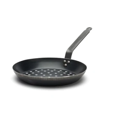 Image of DE BUYER Brown and Vegetable Frying Pan #Outdoor Perforated with Tail Ø 28