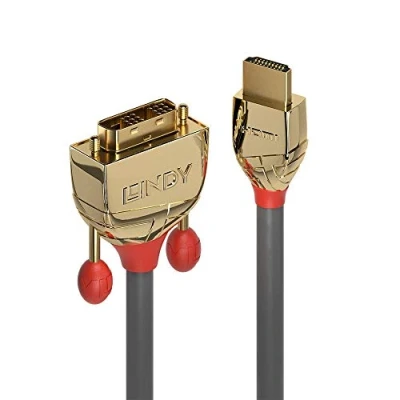Image of LINDY 5m HDMI to DVI D Cable, Gold Line