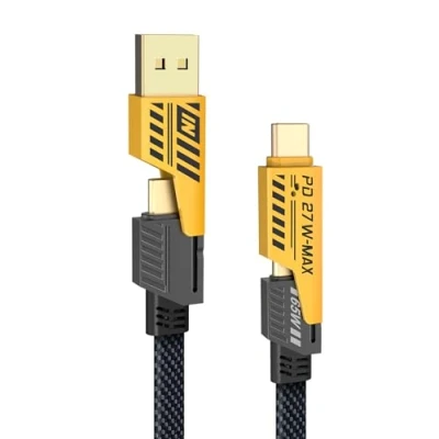 Image of YISH 4 in 1 Multi Charger Cable：[6FT/1.8M] Multiple USB Fast Charging Cable Nylon Braided with A/USB C to Type [65W] /PD [27W] Compatible iPhone Android Samsung Galaxy Huawei Macbook iPad