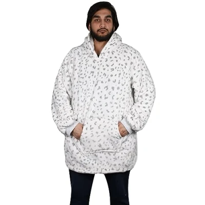 Image of True Face Blanket Hoodie Unisex Oversized Ladies Sherpa Fleece Ultra Plush Hooded Sweatshirt SpotDot Heavy One Size