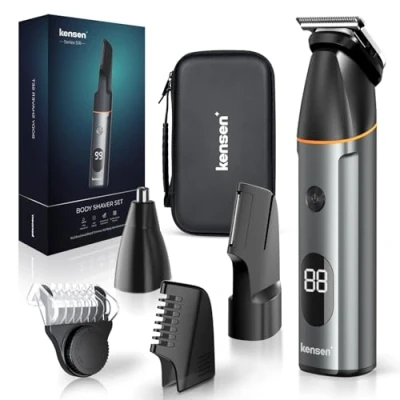 Image of Manscape Body Hair Trimmer Men, Groomer for Private Parts &amp; Pubic Electirc Razor Wet and Dry shavers with LED Display Men Beard Nose Rechargeable Ball