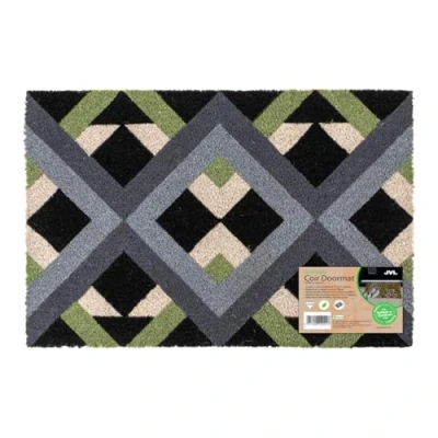 Image of JVL Eco Friendly Latex Backed Coir Entrance Doormat, 40x60cm Geo