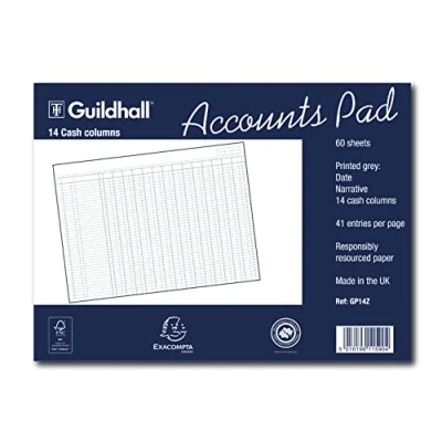 Image of Guildhall Ruled Account Pad with 14 Cash Columns and 60 Pages Grey GP1