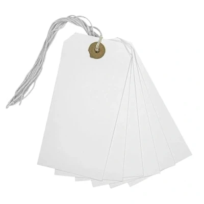 Image of Box of 1000 White Strung Tags 120mm x 60mm