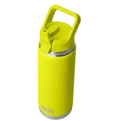 Image of YETI Rambler C Straw Bottle, Stainless Steel Vacuum Insulated Bottle with Cap, Firefly Yellow, 26 oz (769 ml)