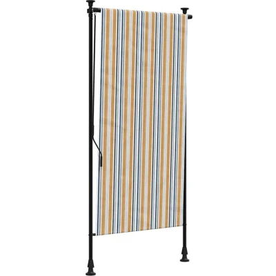 Image of vidaXL Outdoor Roller Blind Yellow and White 120x270 cm Fabric&amp;Steel