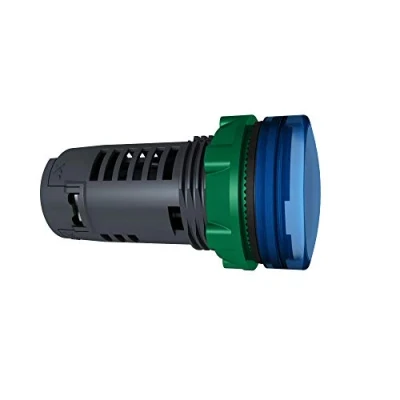 Image of Schneider Electric Harmony XB5 Monolithic Pilot Indicator Light, Plastic, Plain Lens, Integral LED, Industrial Control, 22mm Mount, 24V AC/DC, XB5EVB6, Blue