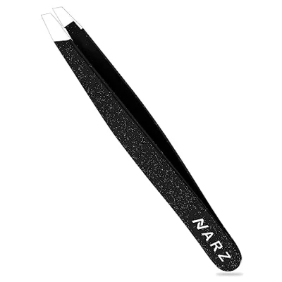 Image of 1Pcs Professional Slanted Tweezer for Facial Hair Women &amp; Men Stainless Steel Precision Tweezers Ingrown (1 Piece Black)