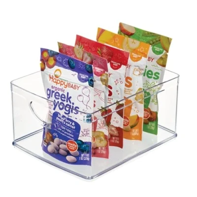 Image of iDesign Recycled Plastic Cabinet and Pantry Storage Bin with Integrated Handles 10 x 8 5, Clear