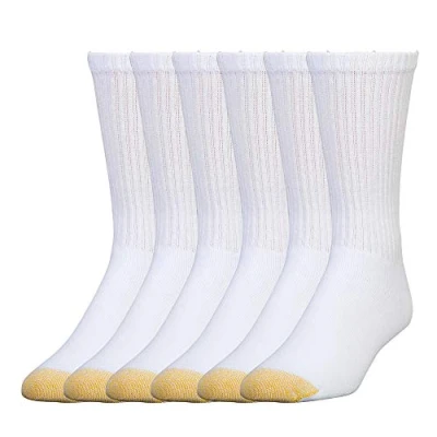 Image of Gold Toe Men&#039;s Harrington Crew Socks, Multipairs, White (6 Pairs), X Large (Pack of 6)