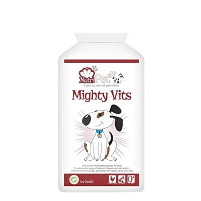 Image of Mighty Vits Premium Quality Formula Essential Vitamins &amp; Minerals for Dogs ensuring Optimum Health Wellbeing 120 Tablets up to 240 Days Supply