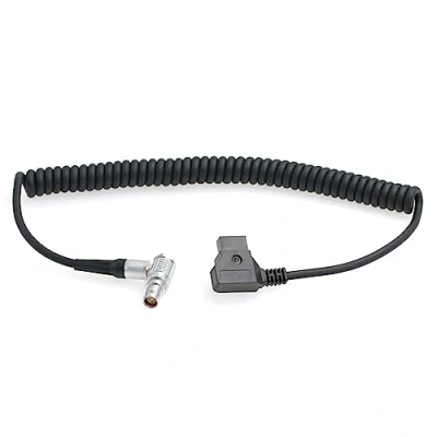 Image of V Mount Power Cable for RED RAPTOR KOMODO X Scarlet Epic DSMC2 Camera, P tap D Right Angle 6 Pin Coiled