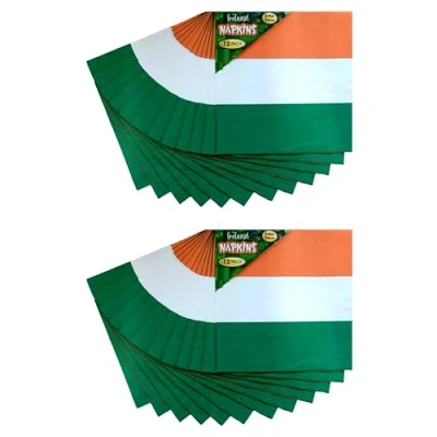 Image of Lizzy 12 x Irish Flag Napkins St Patricks Day Party Tableware Decorations Pack Ireland Themed Paper Serviette 3ply Napkin Saint Paddy&#039;s Theme Birthday Supplies (2)